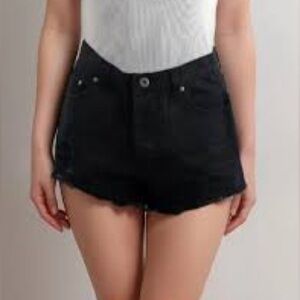Double Agent distressed black Jean shorts size 8 EUC